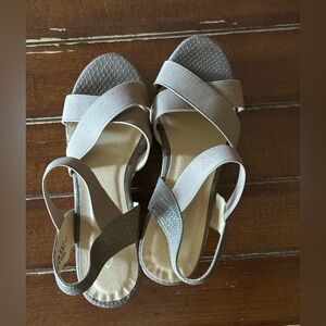 CL by Laundry Taupe Crisscross Sandals